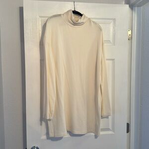 Reformation White cotton turtleneck & long sleeve XL mini dress